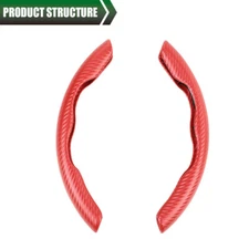 2x Carbon Fiber Look Car Steering Wheel Booster Cover Non-Slip Accessories Red