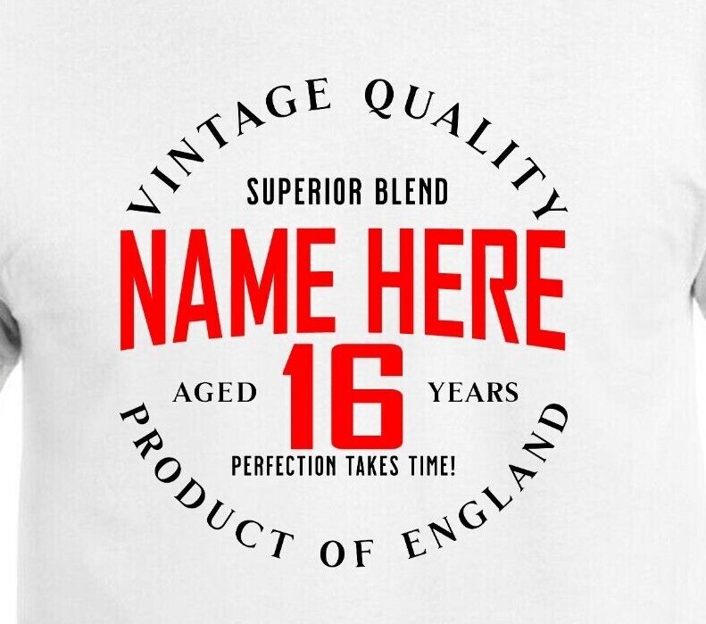 ALTRA T Shirt 16° Compleanno Uomo Regalo Personalizzato Per Lui Nome Luogo Età