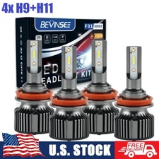 For Cadillac For CTS 2008-2015 4x H9 H11 LED Headlight Bulbs High Low Beam Combo