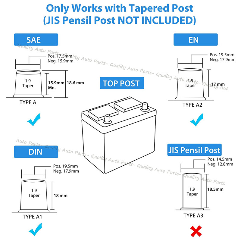 Gauge Positive Negative Car Audio Battery Terminals w/ Spacer Shims Connector