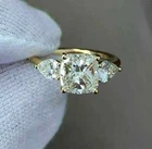 2Ct Cushion Cut Lab-Created Diamond Halo Engagement Ring 14k Yellow Gold Plated