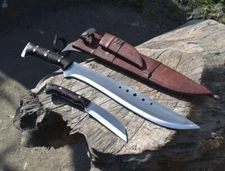 Hand Forged Carbon Steel Hunting Machete & Knife Full Tang For Camping & Hiking