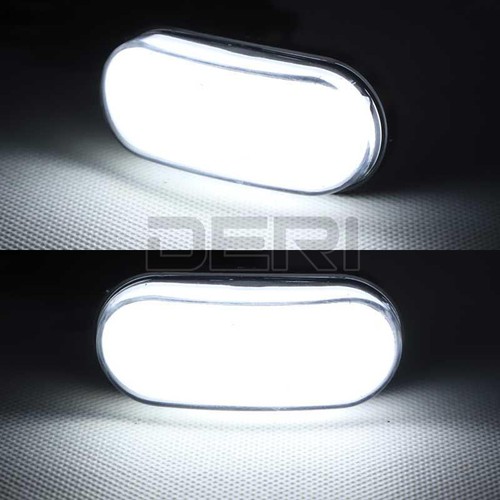 2PC White 9-LED Oval Side Marker Light Clearance Truck Trailer Waterproof 12-24V - Foto 6 di 9