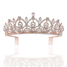 5cm Tall Rose Gold 3 Colours Crystal Wedding Bridal Pageant Prom Tiara Crown