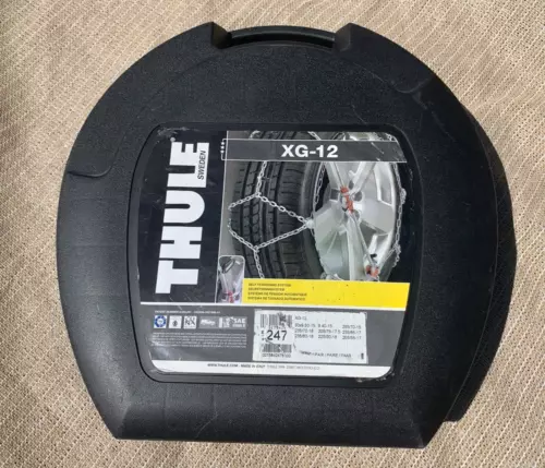 Pair of Thule XG-12 247 Car Tire Snow Chains Self-Tensioning System SAE Class S
