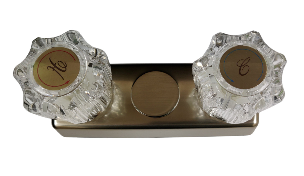 Ultra 4" Brushed Nickel RV Shower Faucet Diverter Clear Handles In Wall