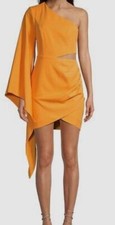 $228 Lavish Alice Women's Orange One-Shoulder Cape Minidress Size US 2