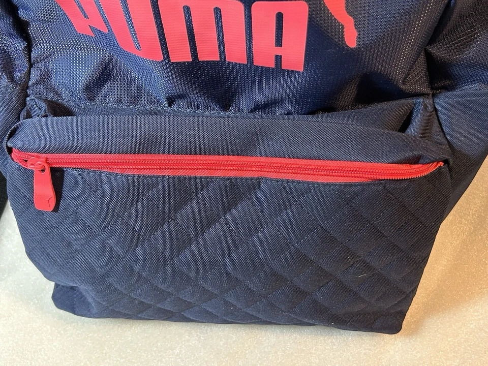 Mochila PUMA azul marinho e rosa quente bolsa de livro escolar estudantil 13 x 16 x 8 polegadas - Imagem 4 de 4
