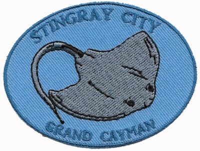 CAYMAN ISLANDS STING RAY CITY  EMBROIDERED PATCH -Stick On 