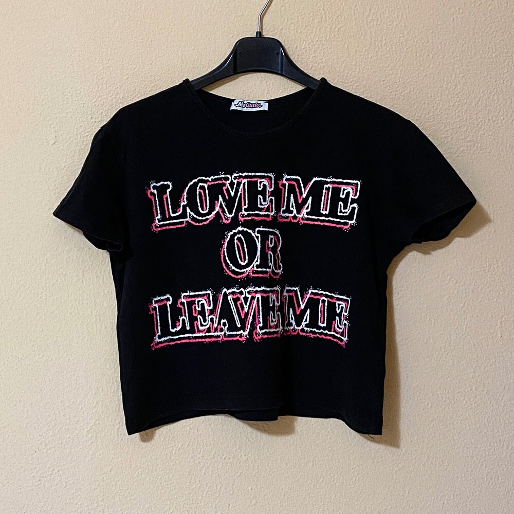 T-Shirt Crop Top Bambina Ragazza Me Gusta Love Me Punk Casual Made in Italy