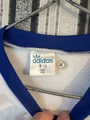New VINTAGE 70s 80s ADIDAS FOOTBALL LONG SLEEVE BLUE JERSEY SHIRT