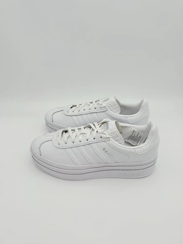 Adidas Gazelle Bold Womens Sneakers Leather Shoes Casual White Silver IE5130