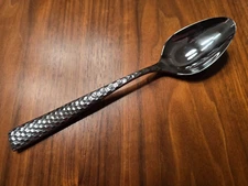 Fortessa Lucca Faceted Serving Spoon 9 Inch - 18/10 Stainless Steel Flatware