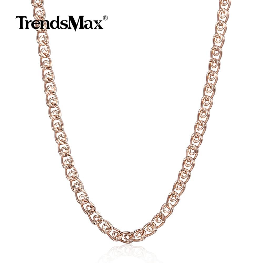 3mm 585 Rose Gold Color Snake Chain Necklace for Women Girls Jewelry  50cm/20inch