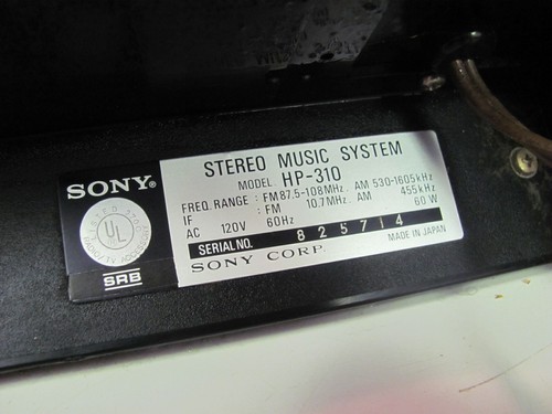 Sony HP-310 Stereo System Record Player w/ AM-FM Radio, with Top - Picture 12 of 13