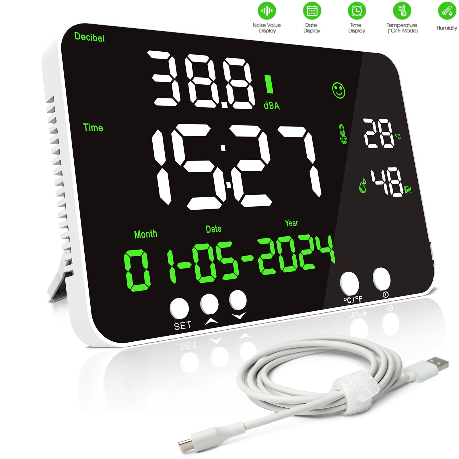 Wall Mounted Decibel Meter LED 11inch Screen Display Sound Level Tester 30-130dB