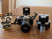 Pentax ME SUPER w/ Vivitar 28-85MM Lens TESTED Working 10 Film Rolls Flash