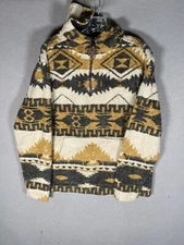 TRUE GRIT SHERPA PULLOVER 1/4 ZIP FROSTY TIP AZTEC PATTERN SUPER SOFT SIZE L