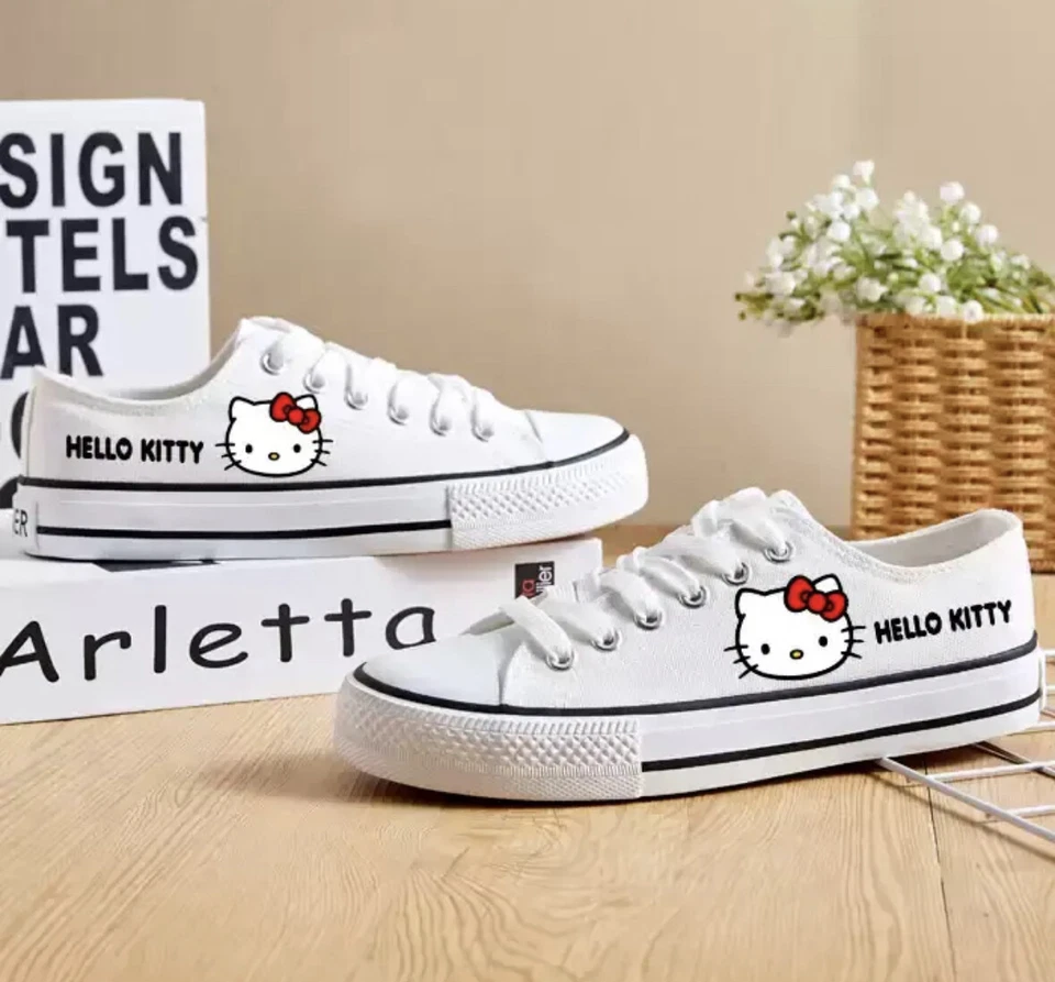 White Women Sport Flat Kitty Sports Sneakers 6,7,8,9 Hello Kitty Sanrio Kawaii - Image 2 of 4