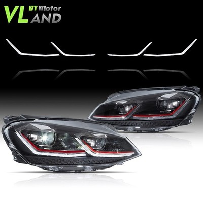 VLAND LED Projector Headlights Set For 2013-2018 VW Volkswagen Golf 7 Rear Lamps