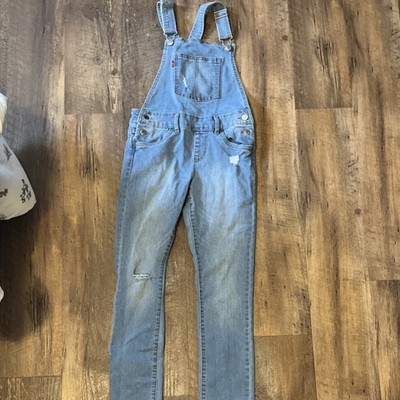 Levi's Girls Light Blue Denim Overall Jumpsuit Adjustable Strap Size 8 REG