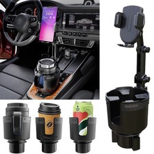 New 2 in 1 Cup Holder Phone Mount 360  Rotation Universal Car Mount Stand Cradle