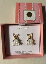 True To Form Bunny Rabbit Cubic Zirconia Earrings~New In Box!
