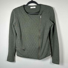 Athleta Olive Belvedere Quilted Moto Jacket Full Zip Asymmetrical Casual S