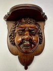 Antique Black Forrest Carved Bachus Green Man Wall Shelf Corbel — photo 1