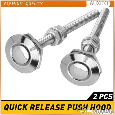 2pcs Quick Push Button Quick Release Hood Pins Bonnet Lock Clip Car Bumper Latch