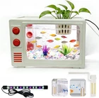 2.5 Gallon Fish Tank Aquarium Kit with LED Lights, Filter & Plant Planter - Retr