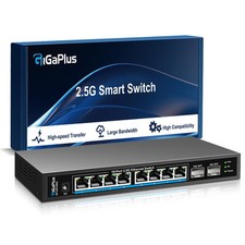10 Port 2.5Gb Unmanaged Ethernet Switch with 8 2.5G Base-T Ports, 2 10G SFP...