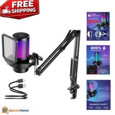 Crystal Clear USB Gaming Mic with Noise Cancellation  Adjustable Gain Control