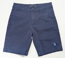 US Polo Assn Boys Navy Blue Chino Shorts, Size 8 Adjustable Waist Zip Uniform