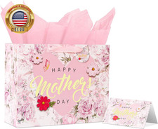 13" Mother  S Day Gift Bag Set with Card  Tissue, for Moms, Grandmas, Nanas - Fl