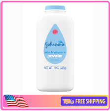 Johnsons Baby Powder, Naturally Derived Cornstarch with Aloe  Vitamin E, 15 Oz