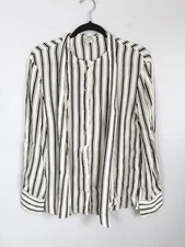 Baum Und Pferdgarten Sz 36 • White Black Stripe Neck Tie Button Down Blouse