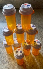 Lot Of 10 Empty Plastic Pill RX Bottles Medicine Crafting Fishing Storage Hobby