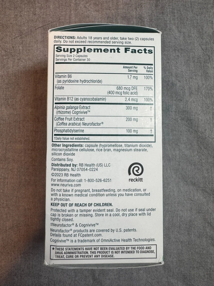 NEURIVA Brain Health ULTRA Alerta Mental 60 Cápsulas TOTALMENTE NUEVO Foto 2 de 4