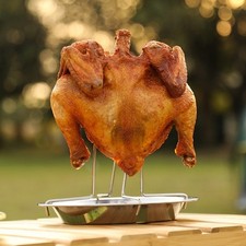 Asador de pollo para parrilla de carbón al aire libre plegable de acero inoxidable