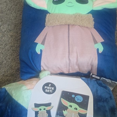 Star Wars Grogu Throw Blanket & Character Pillow 2pc Set 59 x 78 Polyester