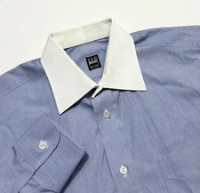 IKE BEHAR NEW YORK Men's Contrast Collar Dress Shirt Blue White 15.5 32