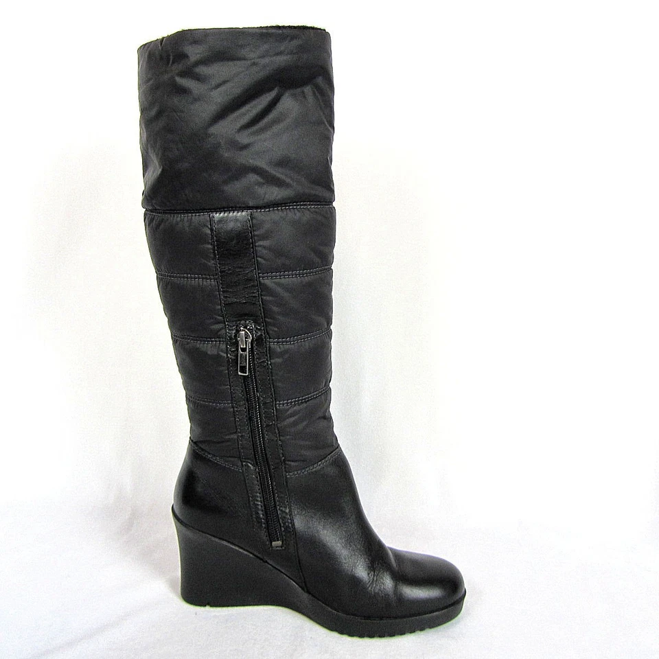 Botas de cuña UGG Australia Leona 1944 negras hasta la rodilla plegables talla 7 en muy buena condición Foto 4 de 4