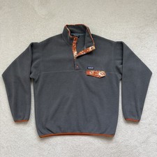 Patagonia Snap-T Pullover Men's Large Gray Floral Synchilla Fleece