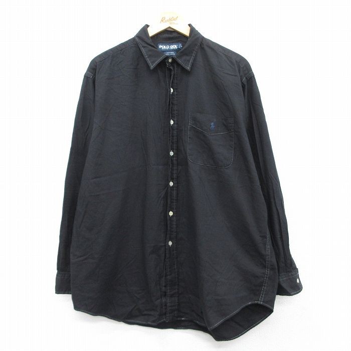 ALTRA Ralph Lauren Polo Golf Uomo Maglia Manica Lunga XL 90s Vintage Cotone Blu