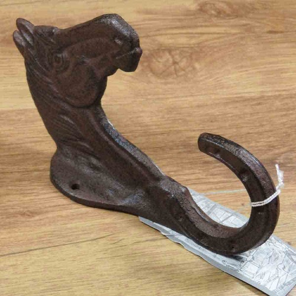 Wandhaken Gusseisen Garderobenhaken Haken Pferde Pferd Pferdekopf Hufe LH144-image