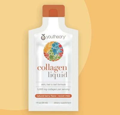 Youtheory Collagen Liquid Natural Berry Flavor Sugar Free - 12 Packets Exp 11/27