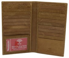 RFID Blocking Cowhide Leather Men's Long ID Credit Card Security Wallet