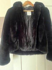 Sandro Faux Fur Black Jacket with hoodie 