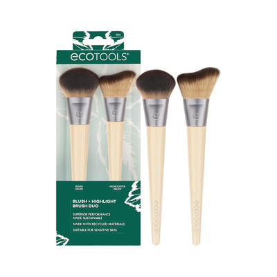Blush + Highlight Brush Duo, Makeup Brushes for Liquid, Cream, & Powder Highligh